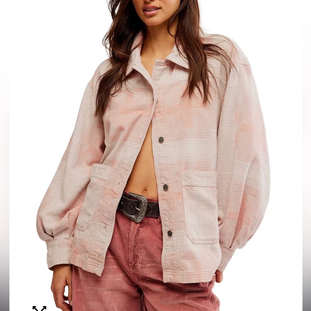NWT FREE PEOPLE WE THE FREE KEEP IT COZY SHIRT - BERRY COMBO